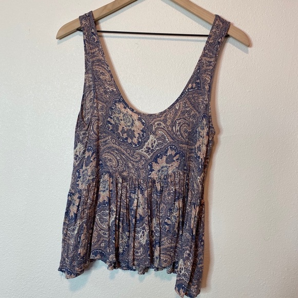 Ecote paisley print sleeveless loose fit top small - Picture 2 of 6